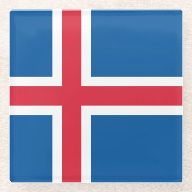Posavasos De Vidrio Bandera de Islandia (Anverso)