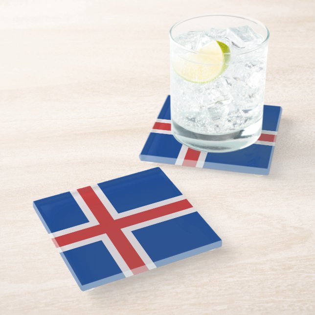Posavasos De Vidrio Bandera de Islandia (Angular)