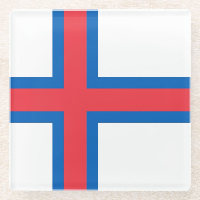 Posavasos De Vidrio Bandera de Islas Feroe (Anverso)