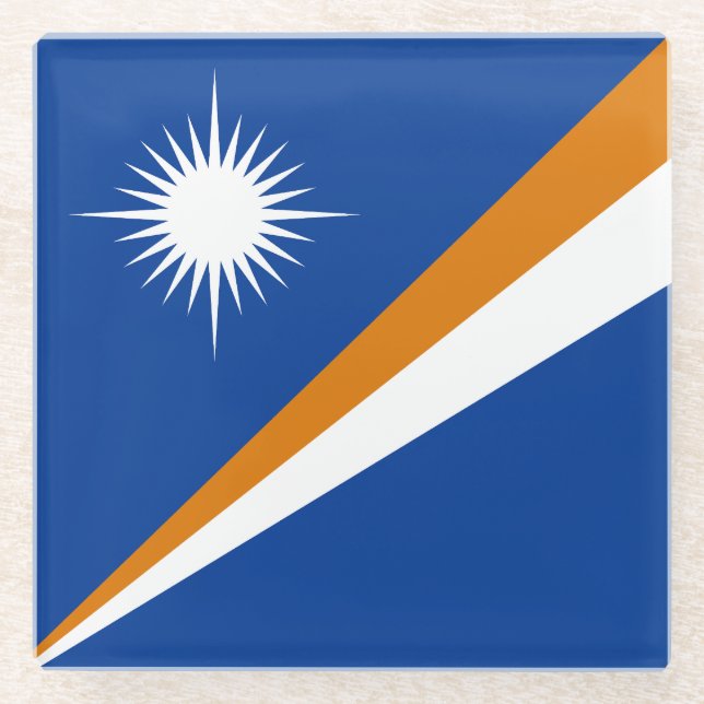 Posavasos De Vidrio Bandera de Islas Marshall (Anverso)