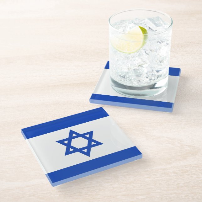 Posavasos De Vidrio Bandera de Israel (Angular)