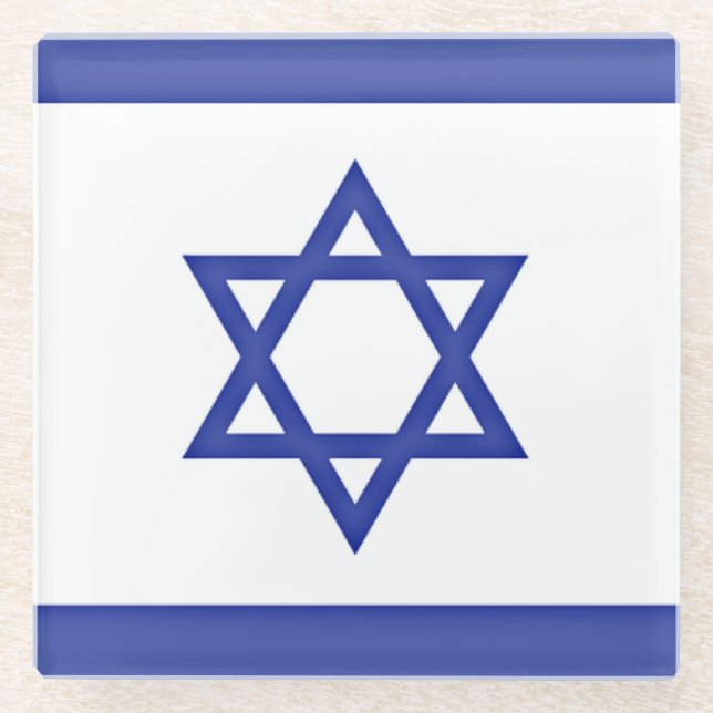Posavasos De Vidrio Bandera de Israel (Anverso)