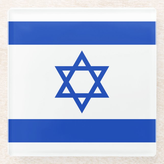 Posavasos De Vidrio Bandera de Israel (Anverso)