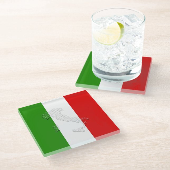 Posavasos De Vidrio Bandera de Italia (Angular)