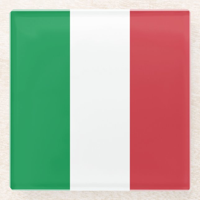 Posavasos De Vidrio Bandera de Italia (Anverso)