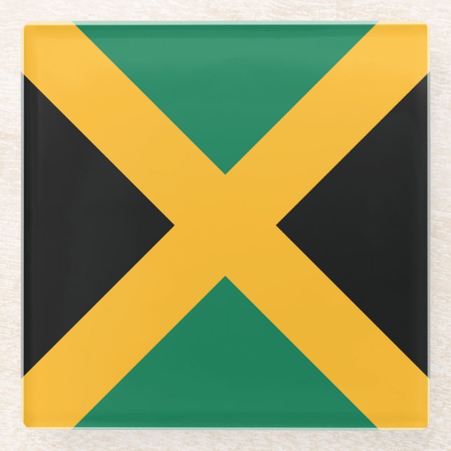 Posavasos De Vidrio Bandera de Jamaica (Anverso)