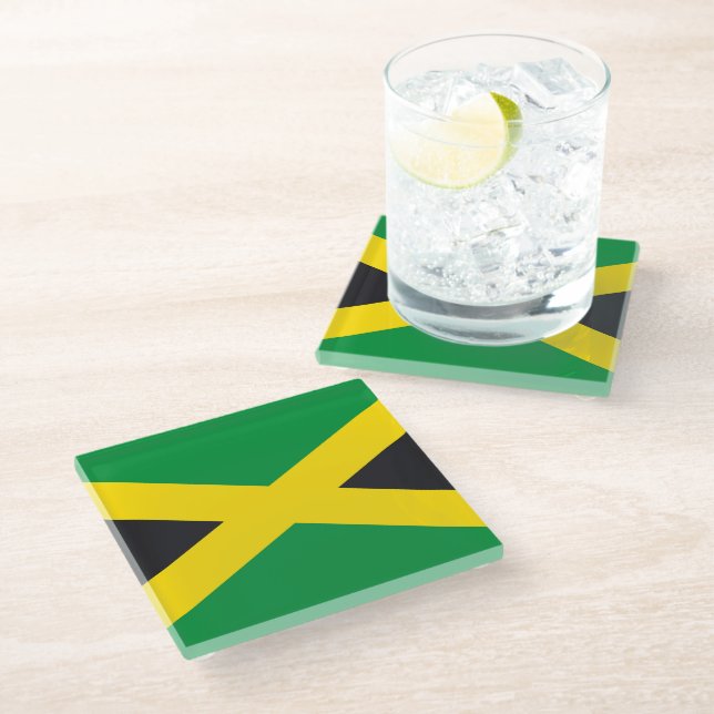 Posavasos De Vidrio Bandera de Jamaica (Angular)