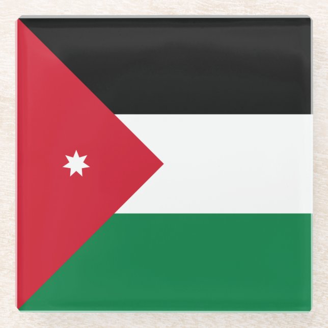 Posavasos De Vidrio Bandera de Jordania (Anverso)