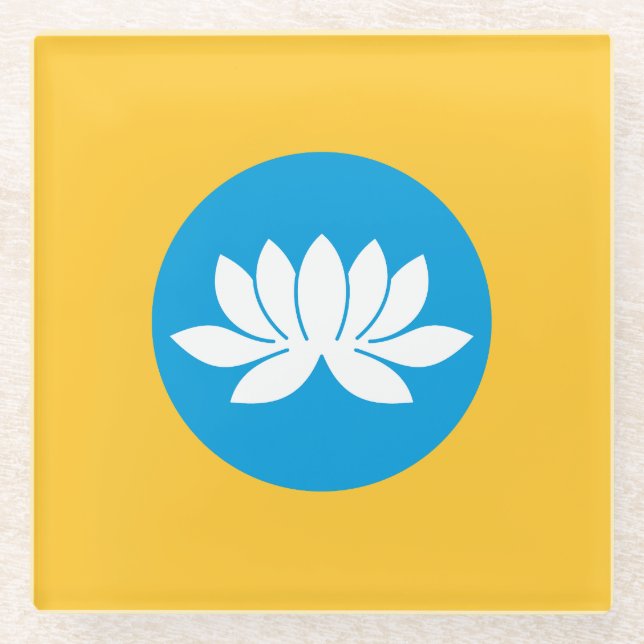 Posavasos De Vidrio Bandera de Kalmykia (Anverso)