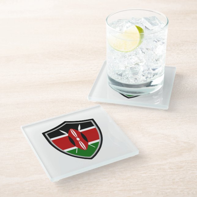 Posavasos De Vidrio Bandera de Kenia (Angular)