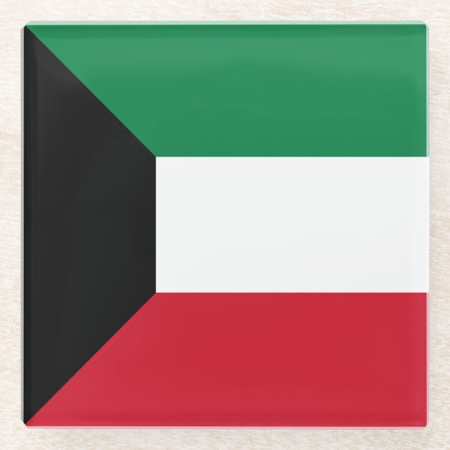 Posavasos De Vidrio Bandera de Kuwait (Anverso)
