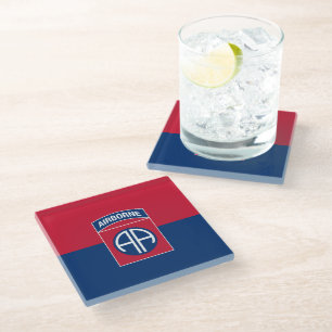 Posavasos De Vidrio Bandera de la 82ª División Aerotransportada Vetera