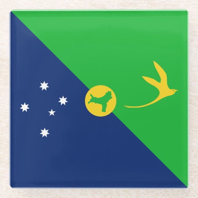 Posavasos De Vidrio Bandera de la isla de los navidades (Anverso)