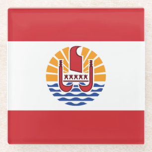 Posavasos De Vidrio Bandera de la Polinesia Francesa