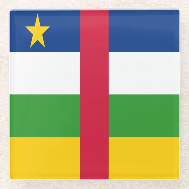 Posavasos De Vidrio Bandera de la República Centroafricana (Anverso)