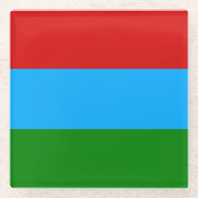 Posavasos De Vidrio Bandera de la República de Karelia (Anverso)