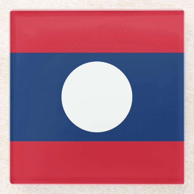 Posavasos De Vidrio Bandera de Laos (Anverso)