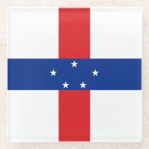 Posavasos De Vidrio Bandera de las Antillas Neerlandesas
