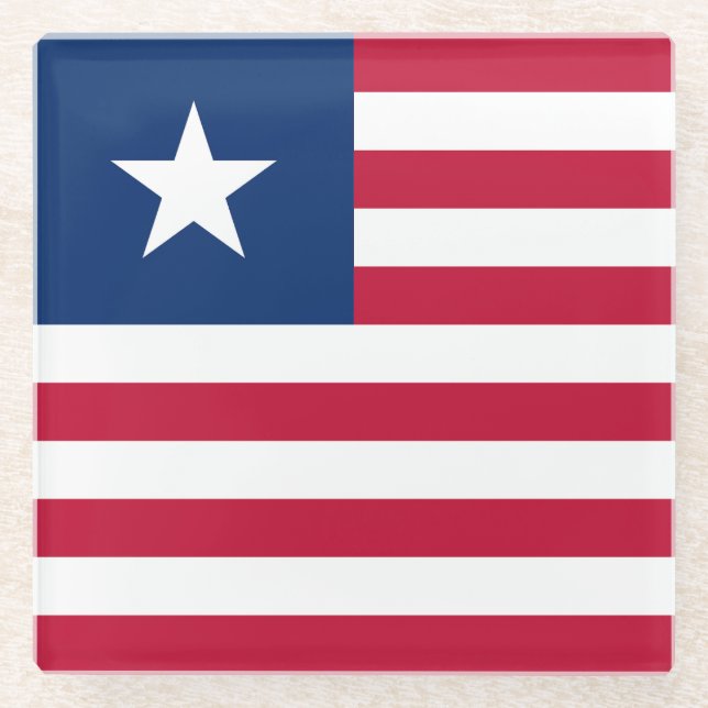 Posavasos De Vidrio Bandera de Liberia (Anverso)