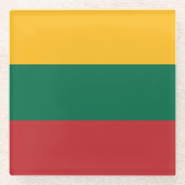 Posavasos De Vidrio Bandera de Lituania (Anverso)