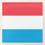 Posavasos De Vidrio Bandera de Luxemburgo<br><div class="desc">Bandera patriótica de Luxemburgo.</div>