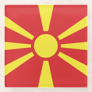 Posavasos De Vidrio Bandera de Macedonia del Norte