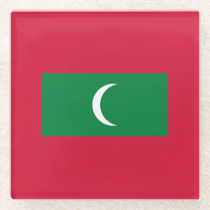 Posavasos De Vidrio Bandera de Maldivas