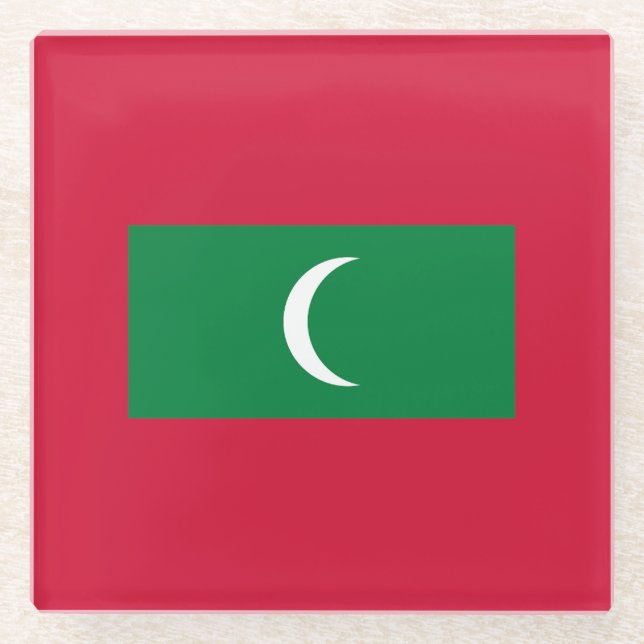 Posavasos De Vidrio Bandera de Maldivas (Anverso)