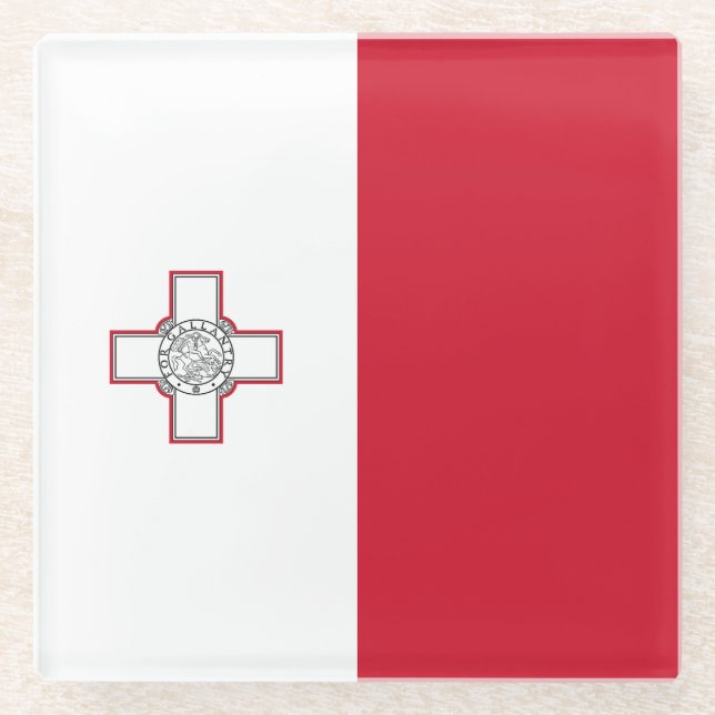 Posavasos De Vidrio Bandera de Malta (Anverso)