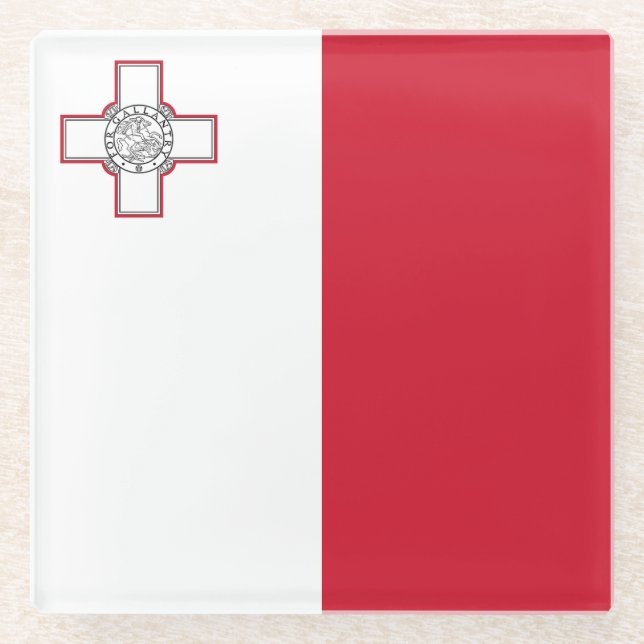 Posavasos De Vidrio Bandera de Malta (Anverso)