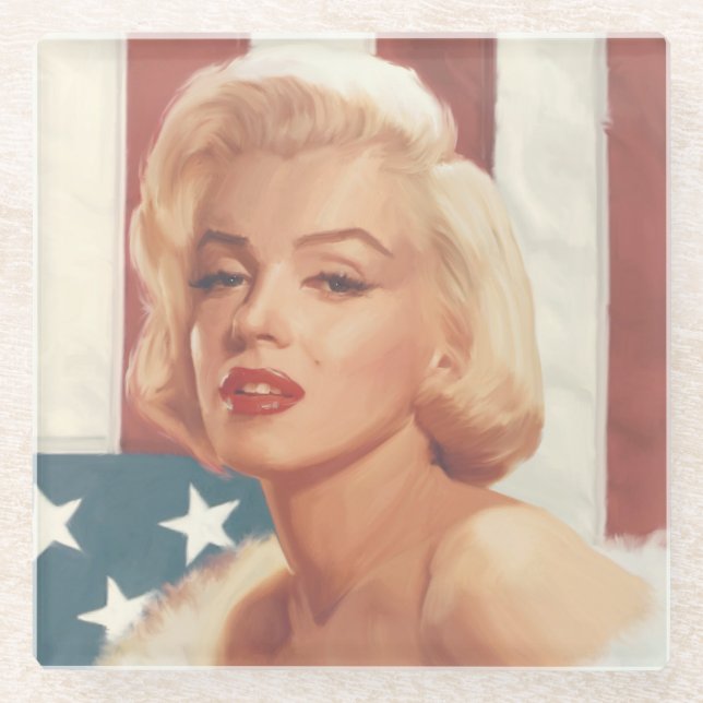 Posavasos De Vidrio Bandera de Marilyn (Anverso)