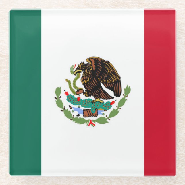 Posavasos De Vidrio Bandera de México (Anverso)