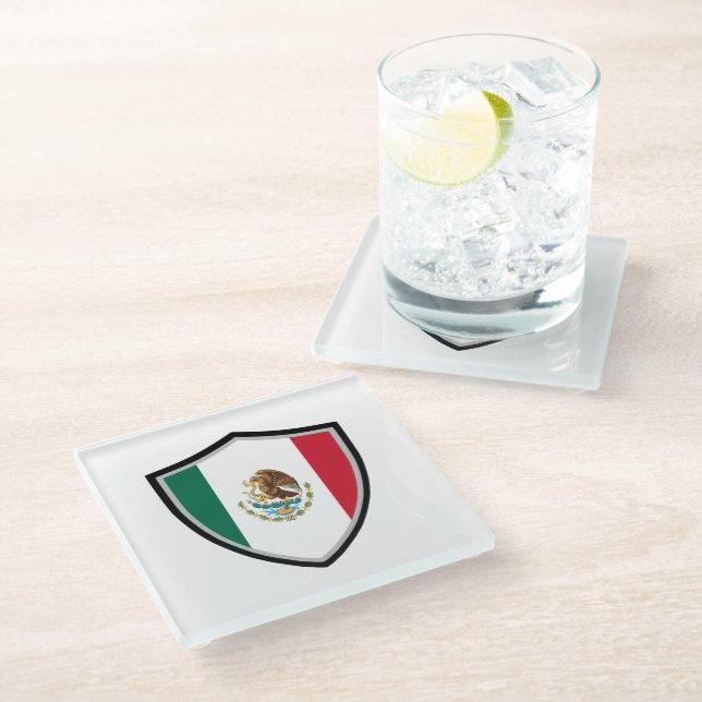 Posavasos De Vidrio Bandera de México (Angular)