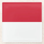 Posavasos De Vidrio Bandera de Mónaco<br><div class="desc">Bandera patriótica de Mónaco.</div>