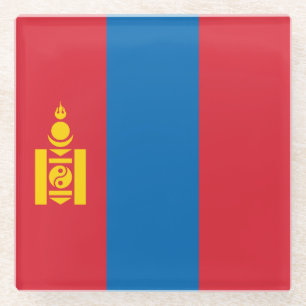 Posavasos De Vidrio Bandera de Mongolia