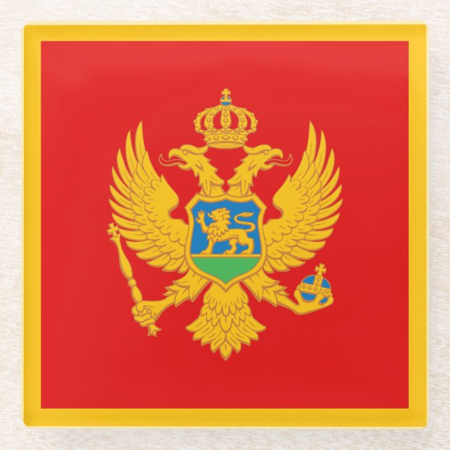 Posavasos De Vidrio Bandera de Montenegro (Anverso)