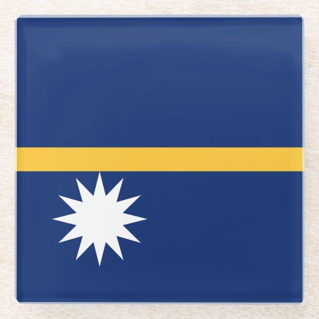 Posavasos De Vidrio Bandera de Nauru (Anverso)