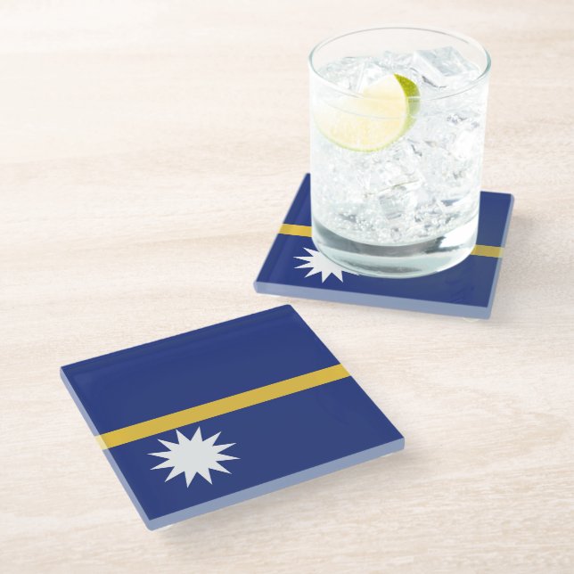 Posavasos De Vidrio Bandera de Nauru (Angular)