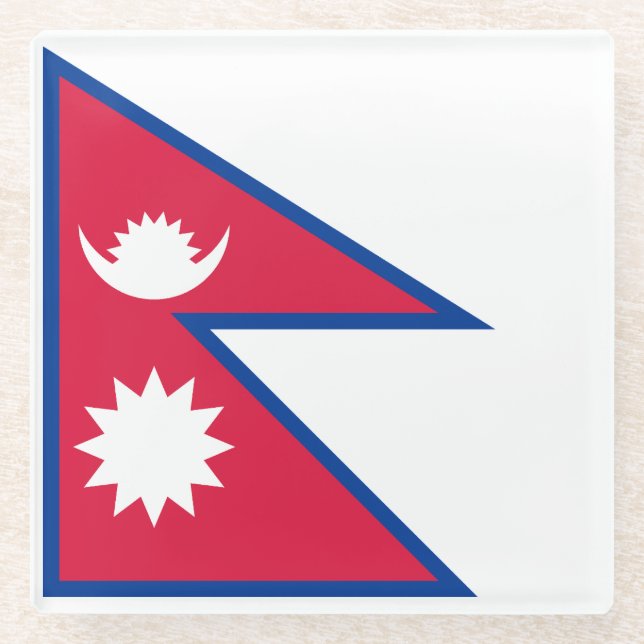Posavasos De Vidrio Bandera de Nepal (Anverso)