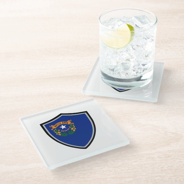 Posavasos De Vidrio Bandera de Nevada (Angular)