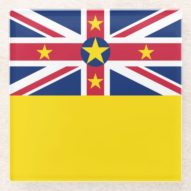 Posavasos De Vidrio Bandera de Niue (Anverso)