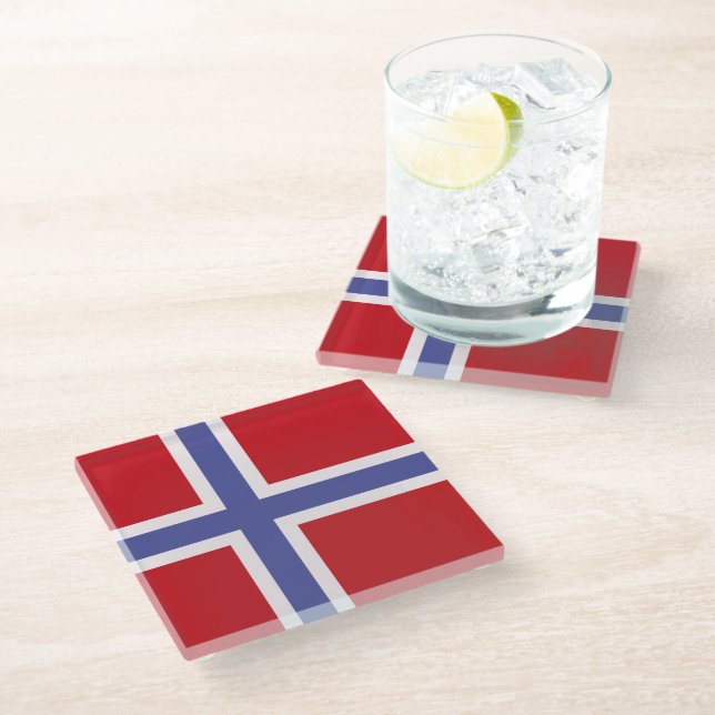 Posavasos De Vidrio Bandera de Noruega (Angular)