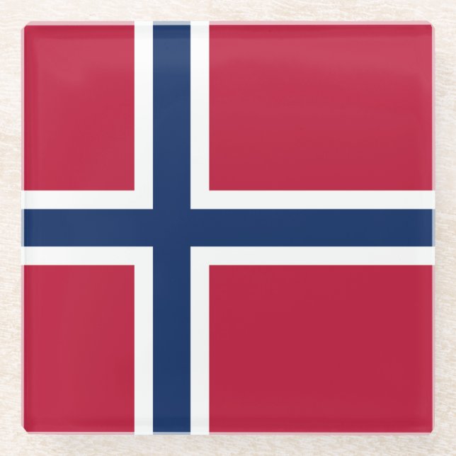 Posavasos De Vidrio Bandera de Noruega (Anverso)