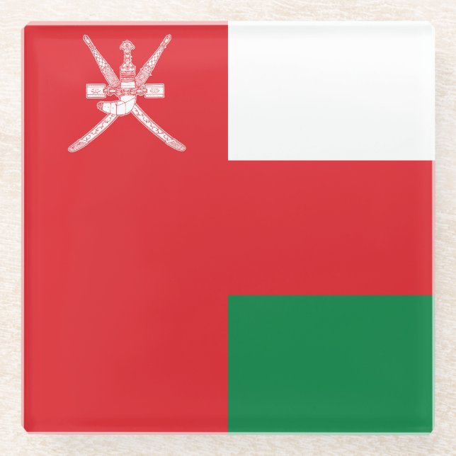 Posavasos De Vidrio Bandera de Omán (Anverso)