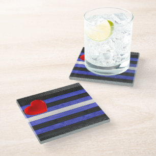 Posavasos De Vidrio bandera de orgullo de cuero de SlipperyJoe's negro