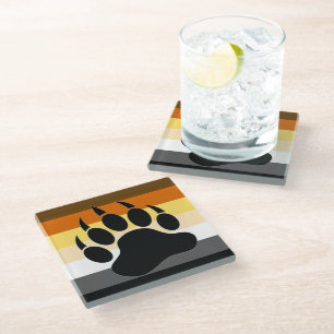 Posavasos De Vidrio Bandera de orgullo de oso pata de oso