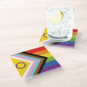 Posavasos De Vidrio Bandera de orgullo intersexual de SlipperyJoe's fo