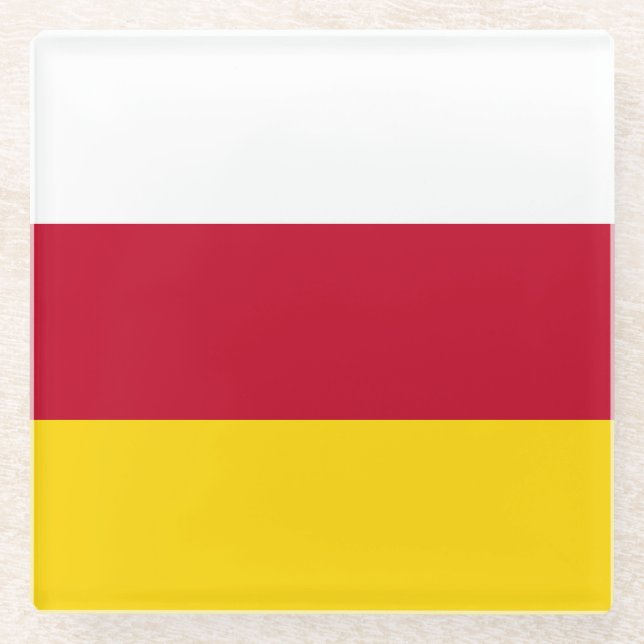 Posavasos De Vidrio Bandera de Osetia del Norte (Anverso)