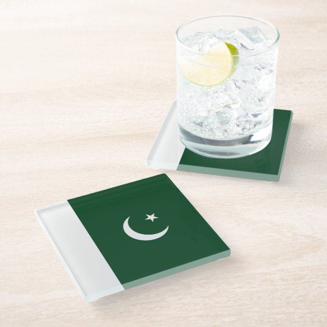Posavasos De Vidrio Bandera de Pakistán (Angular)