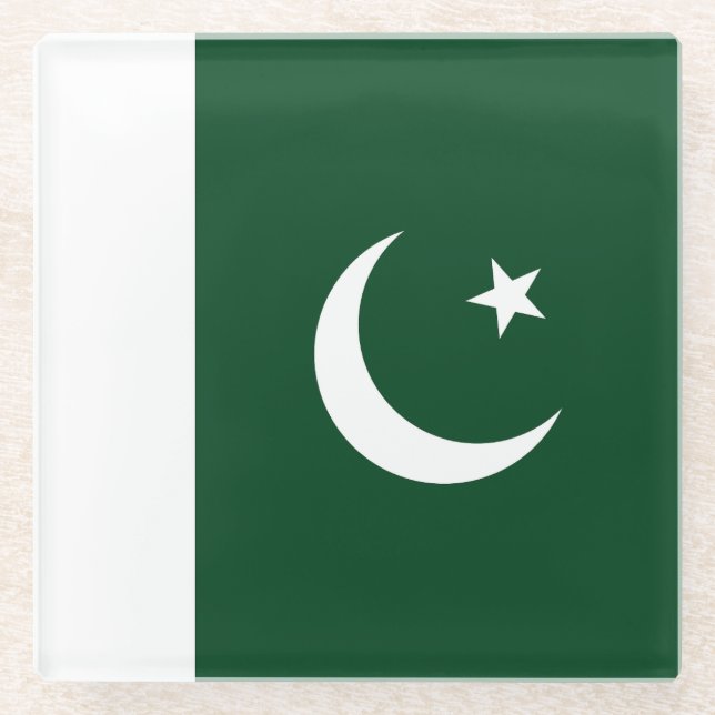 Posavasos De Vidrio Bandera de Pakistán (Anverso)